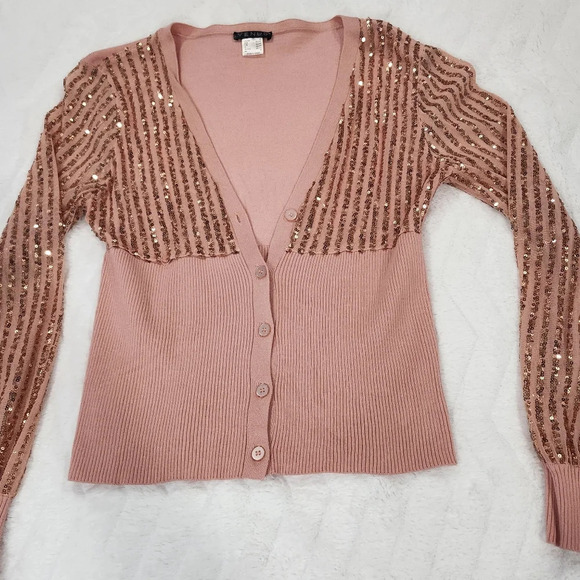 NWOT Venus Rose gold sequin Cardigan Size M - Picture 7 of 8
